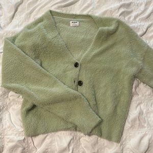 Green Fuzzy Cardigan